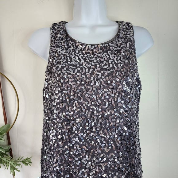 Pink Collection Gray Sequined Sleeveless Mini Dress EUC - Picture 3 of 7
